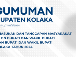 Pengumuman KPU Kabupaten Kolaka Tentang Penerimaan Masukan Dan Tanggapan Masyarakat Pasangan Calon Bupati Dan Wakil Bupati Pada Pemilihan Bupati Dan Wakil Bupati Kabupaten Kolaka Tahun 2024